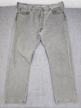Levi's 501 Button Fly Grey Denim Jeans.  38 × 30